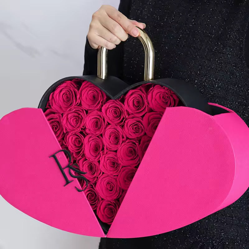 Heart-shaped box filled with red preserved