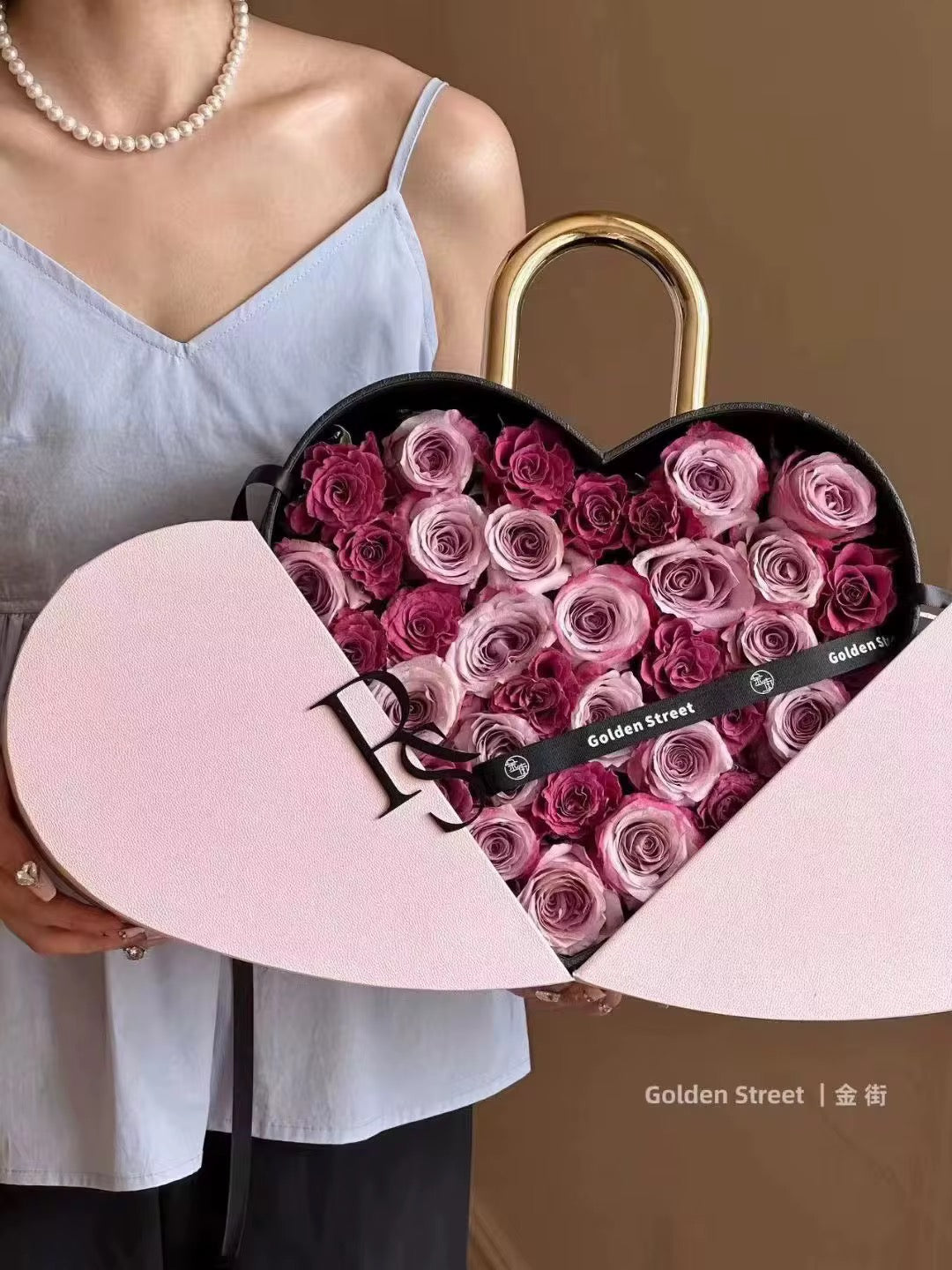 Heart-shaped box filled with red preserved