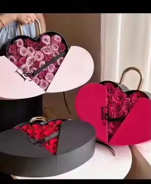Heart-shaped box filled with red preserved