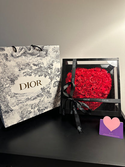 Immortal flower mirror heart-shaped gift box