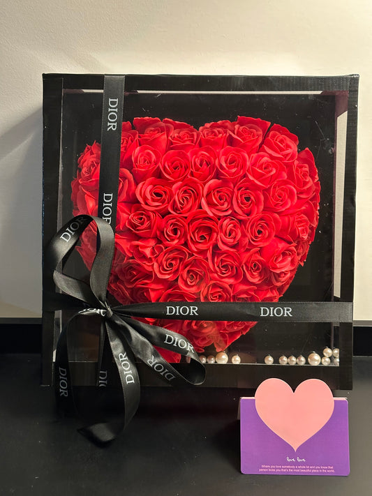 Immortal flower mirror heart-shaped gift box