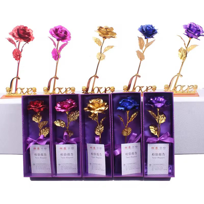 Flower Eternal Foil Plated 24K Gold Rose with LOVE