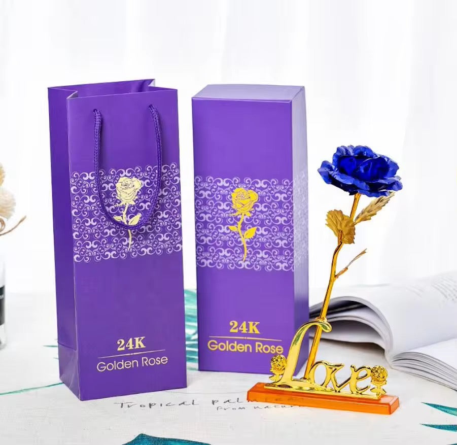 Flower Eternal Foil Plated 24K Gold Rose with LOVE