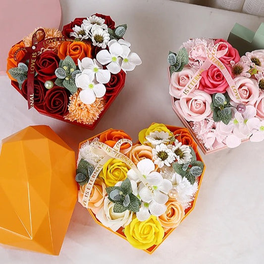 Diamond heart-shaped soap flower boxes
