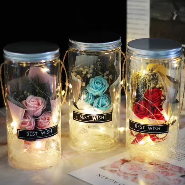 LED Soap Flower Hanging Jar