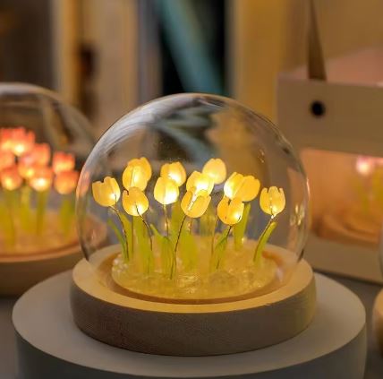 Tulip Glass Table Lamp Night Light Customization Crystal Ball Flower Tulips Led Night Light