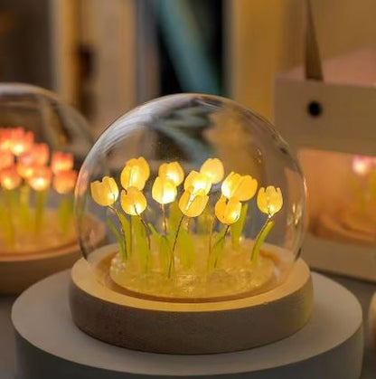 Tulip Glass Table Lamp Night Light Customization Crystal Ball Flower Tulips Led Night Light