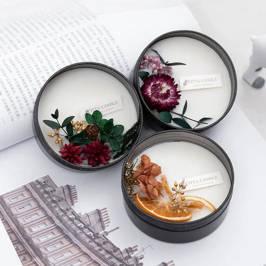 2022 New Arrival Luxury Gift Sets Dry Flower Candle Scented Wax Candles Aromatherapy Soy Wax Candles in Stock Festival Vanilla