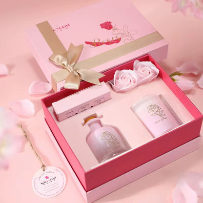 Pink Rose Luxe Scented Gift Set – Candle & Diffuser