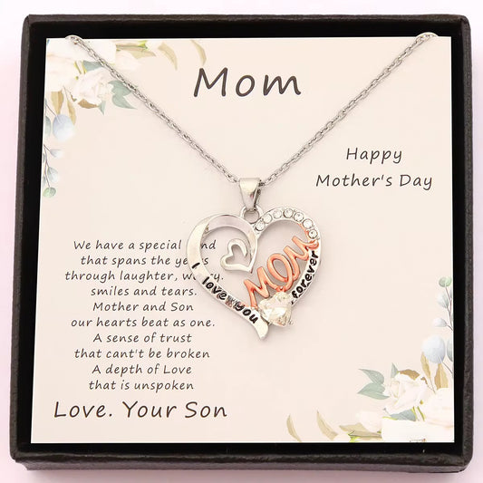 Love You Forever, Mom” Heart Necklace