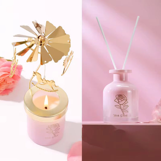 Pink Rose Luxe Scented Gift Set – Candle & Diffuser