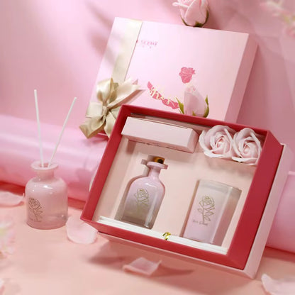 Pink Rose Luxe Scented Gift Set – Candle & Diffuser