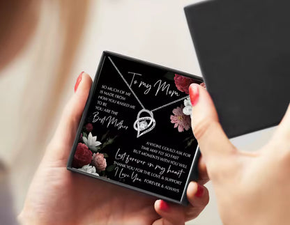 “To My Mom” Double Heart Necklace Gift Box