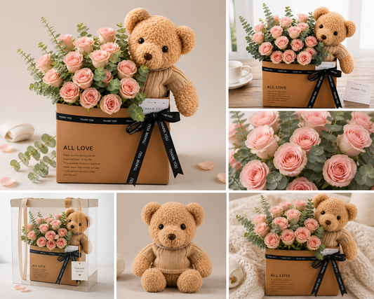 All Love Bouquet & Teddy Gift Box