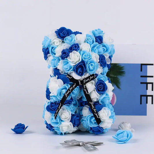 Blue White Rose Teddy