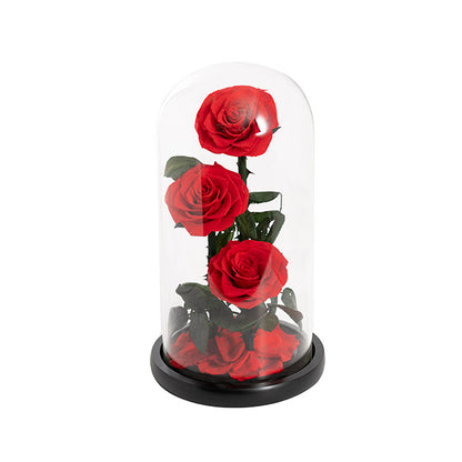 EVERLASTING 3 Stems ROSE DOME | RED