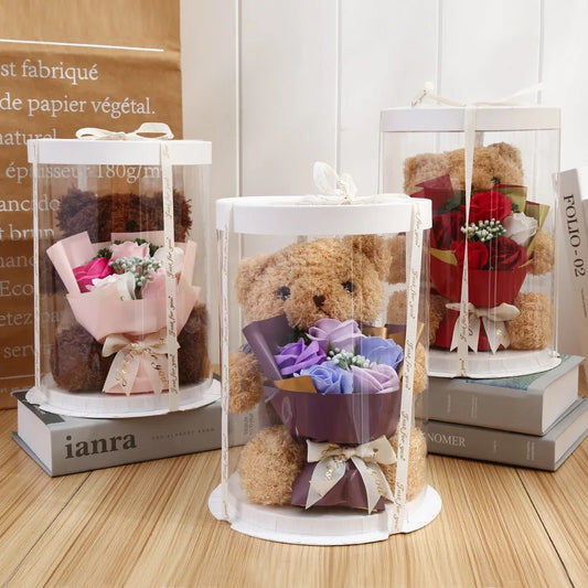 Plush Bear with Flower Bouquet