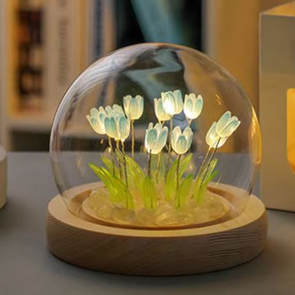 Tulip Glass Table Lamp Night Light Customization Crystal Ball Flower Tulips Led Night Light