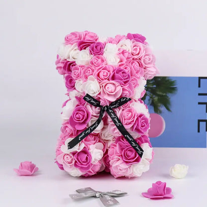 Rose Teddy Plush Floral Stuffed Bear Bouquet Soft Decorative Gift for Special Occasions