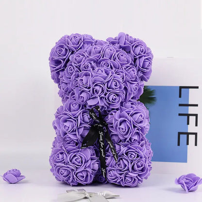 Rose Teddy Plush Floral Stuffed Bear Bouquet Soft Decorative Gift for Special Occasions
