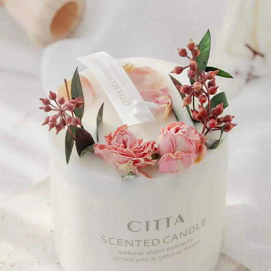 Wholesale soy wax custom fragrance private label aroma therapy dry flower scented candle luxury wholesale